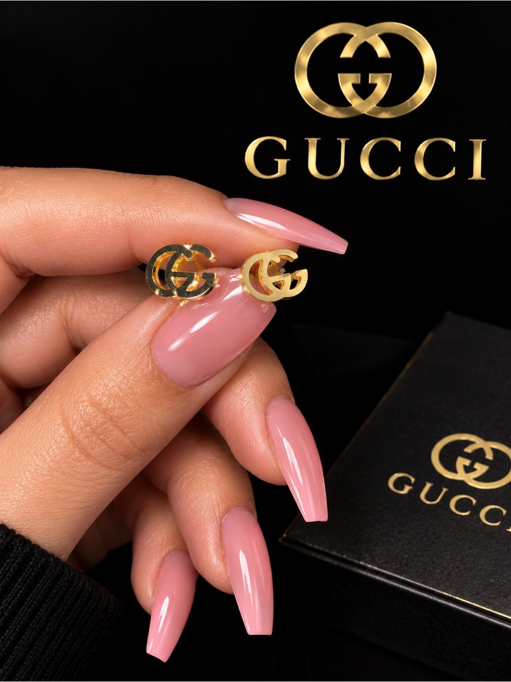 Gold Double G Logo Stud Earrings